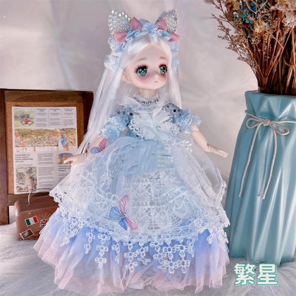 30厘米精致漫画脸巴比洋娃娃仿真sd关节儿童玩具女孩生日六一礼物