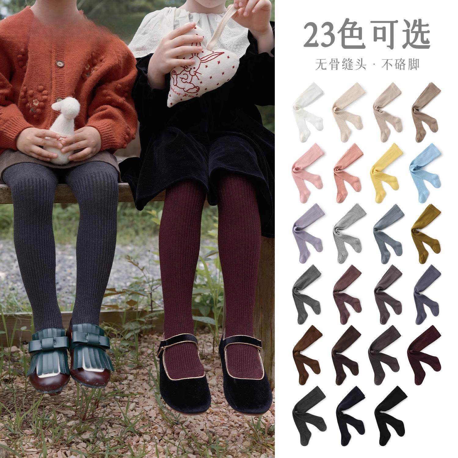 儿童连裤袜女童安哥拉红色打底裤春外穿连体袜宝宝复古红打底袜子