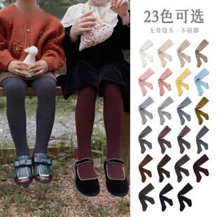 儿童连裤袜女童安哥拉红色打底裤春外穿连体袜宝宝复古红打底袜子