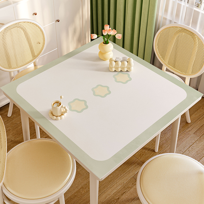 小清新四方桌餐桌垫防水防油可擦洗正方形皮革桌布茶几八仙桌台布