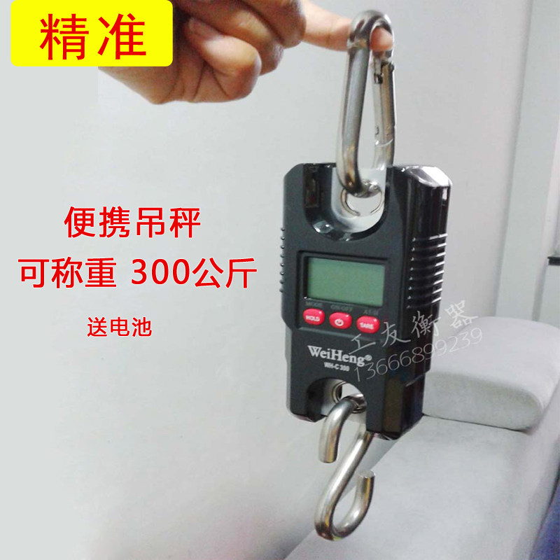 威衡精准电子秤 迷你拉力称市斤300kg 自动锁定 可携式手提吊钩秤