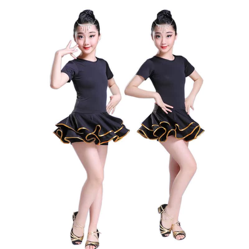儿童舞蹈服女拉丁服装女孩冬季加绒练功服拉丁舞裙女童分体拉丁服