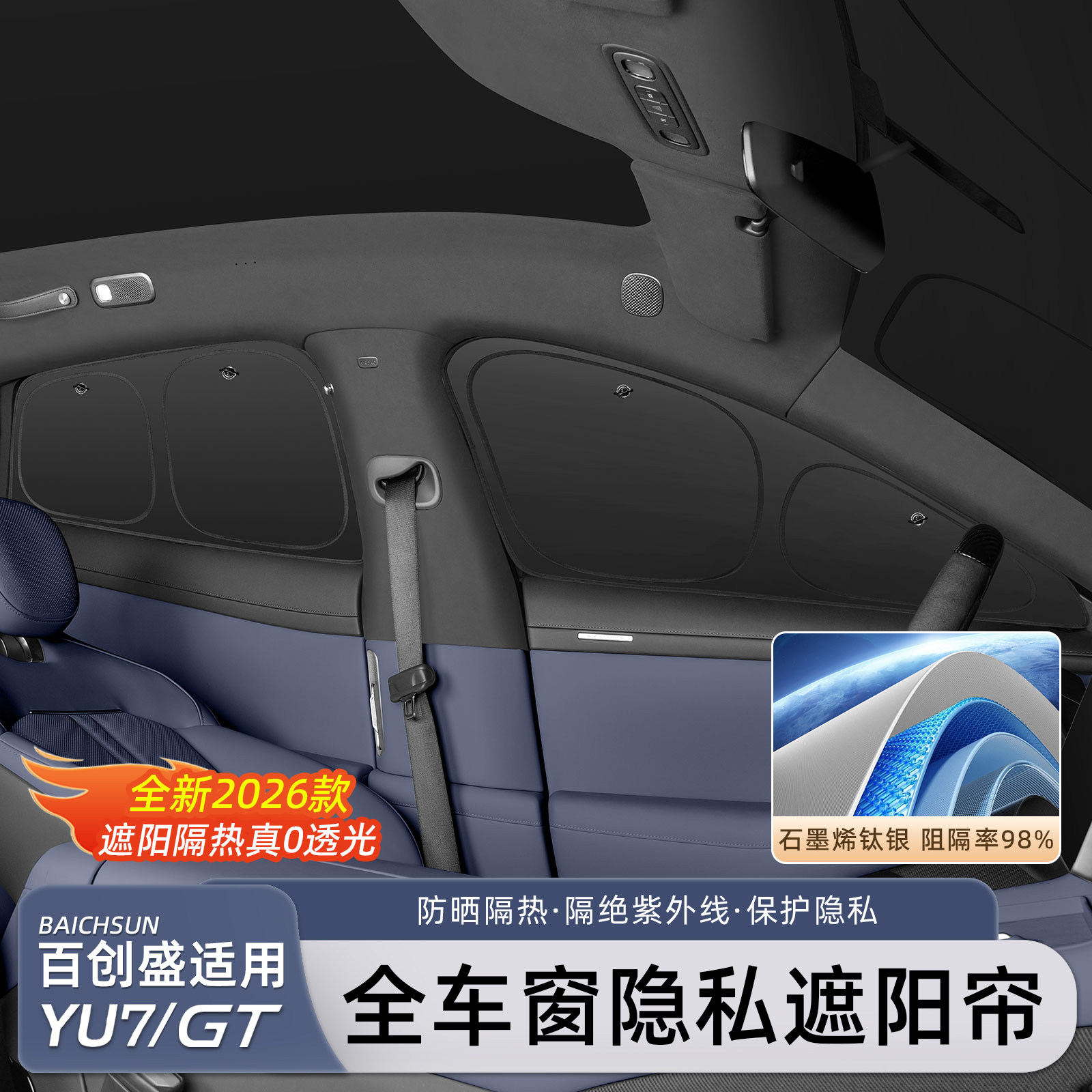 小米YU7/SU7侧窗遮阳帘防晒图片
