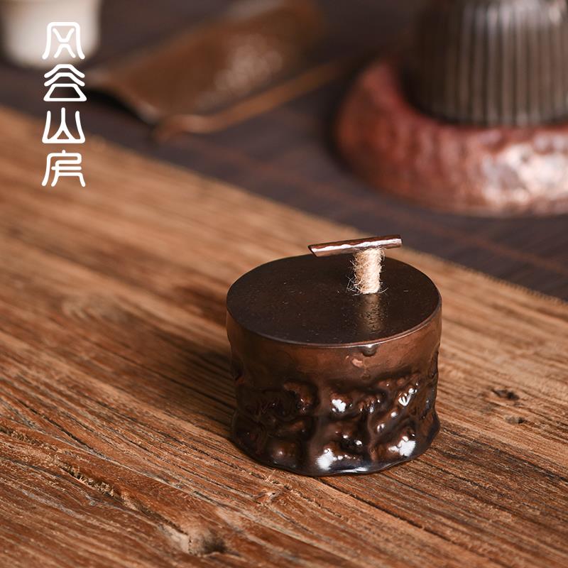 手工复古做旧烟灰缸家用办公室客厅个性带盖烟缸装饰品多功能烟盅