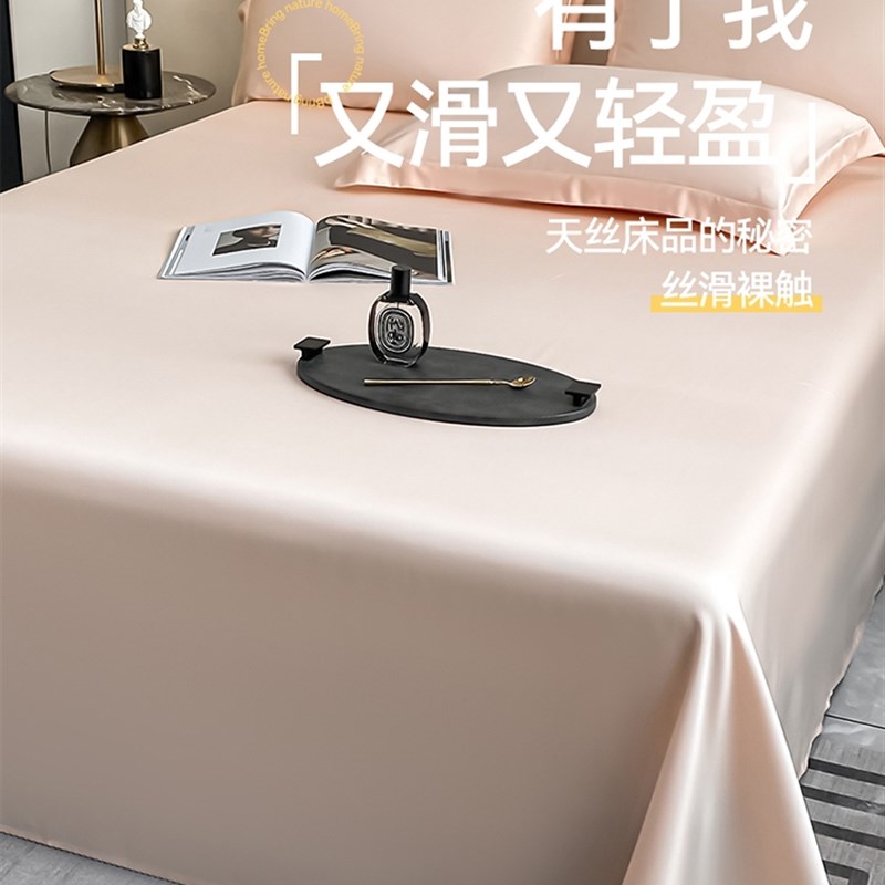 轻奢60支天丝床单单件夏季新款冰丝床罩床垫套床单床套