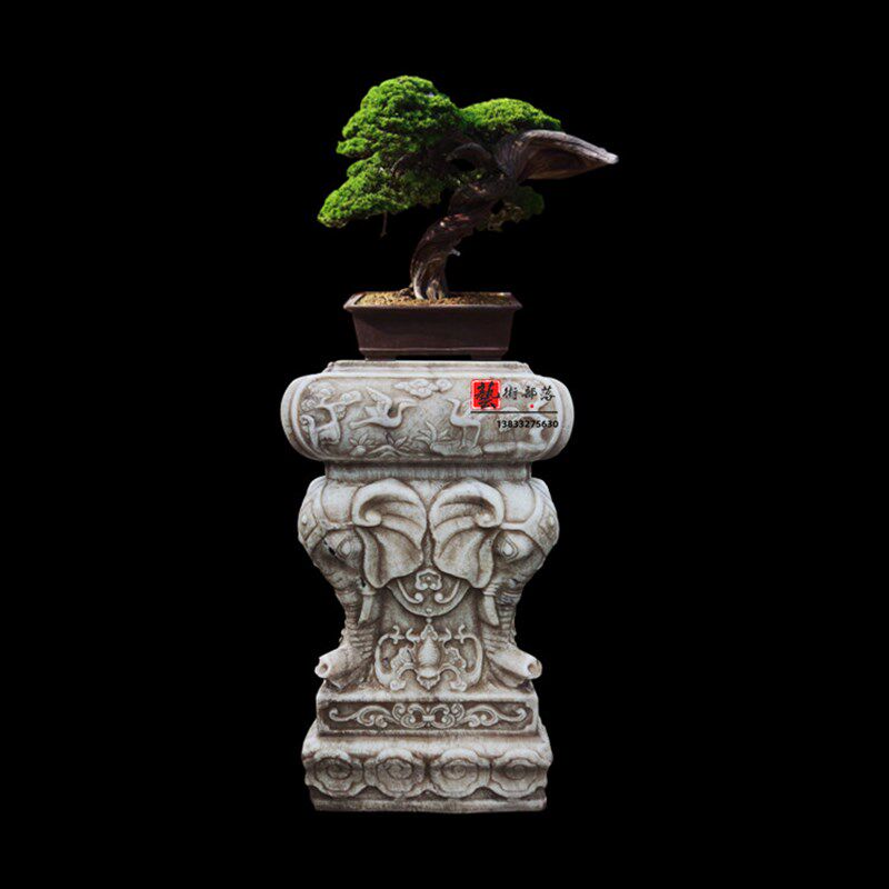 大理石盆景花架汉白玉做旧盆景底座青石盆景花架石头花架底座盆景