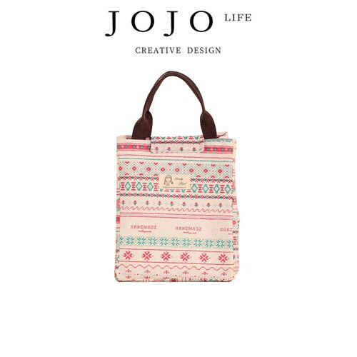 JOJOS L. PD.杂货先生.新款棉麻手提保温便当包饭盒袋  疗冠