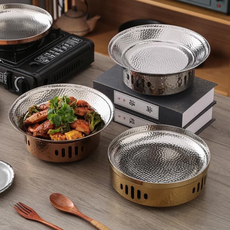 麻辣香锅保温炉酒精炉高档干锅锅具专用加厚三层钢锤纹304不锈钢