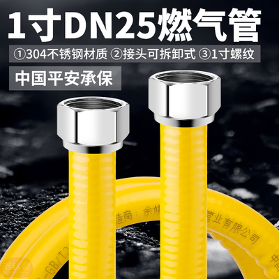 1寸304不锈钢波纹燃气管热水器管道DN25专用防爆连接管配件