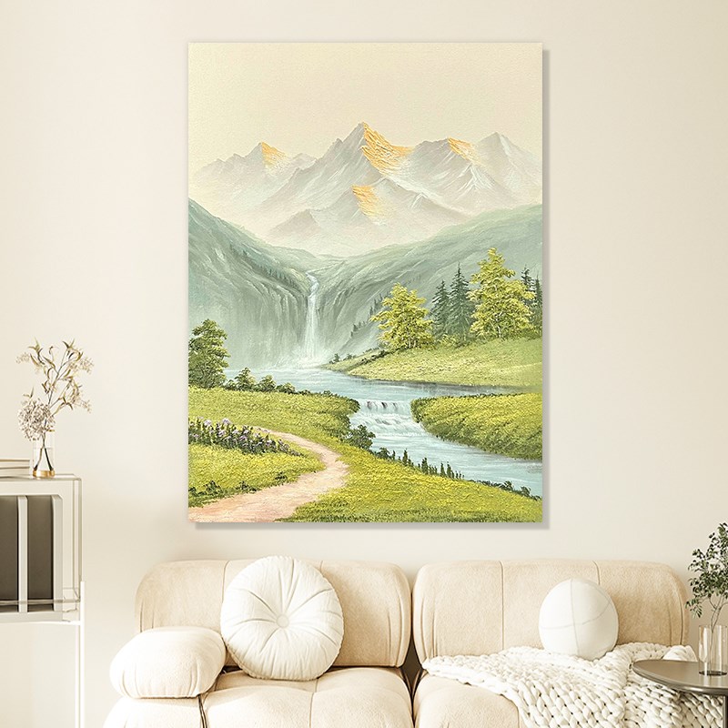 FT.ART大芬油画村玄关装饰画《高山流水》手绘抽象客厅背景墙挂画