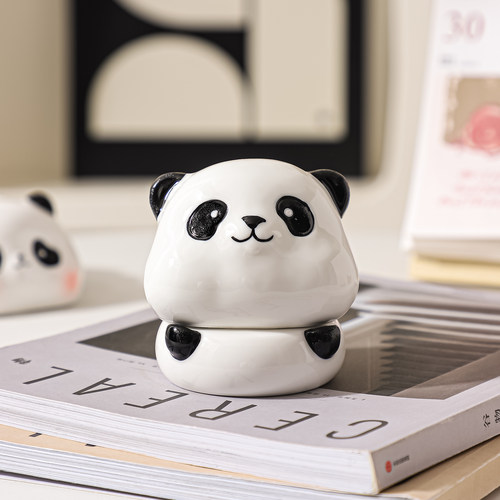 创意呆萌可爱熊猫陶瓷牙签盒