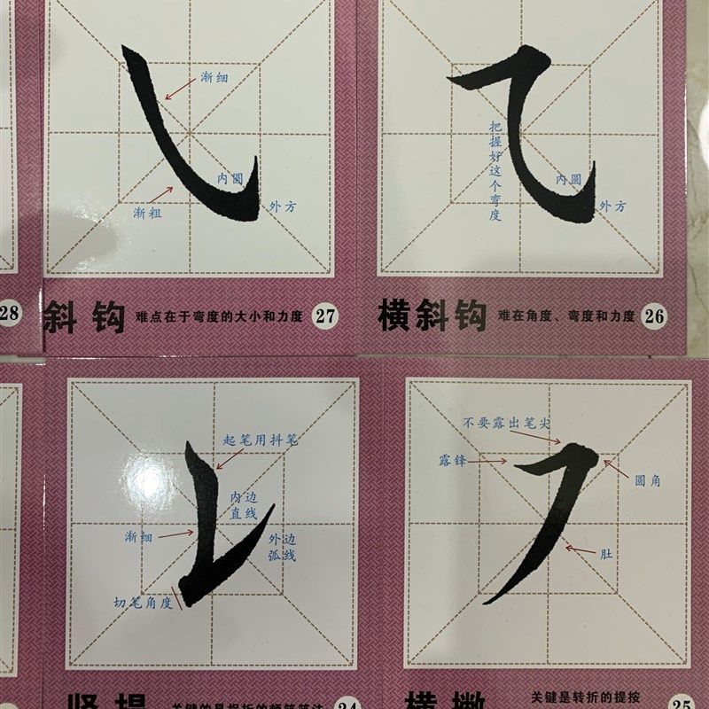 田英章楷书新款基本笔画初学者练习字卡临摹欧体楷书毛笔字帖