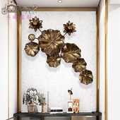 铁艺荷叶墙壁挂饰墙饰玄关壁饰创意客厅背景墙不锈钢荷花墙面装 饰