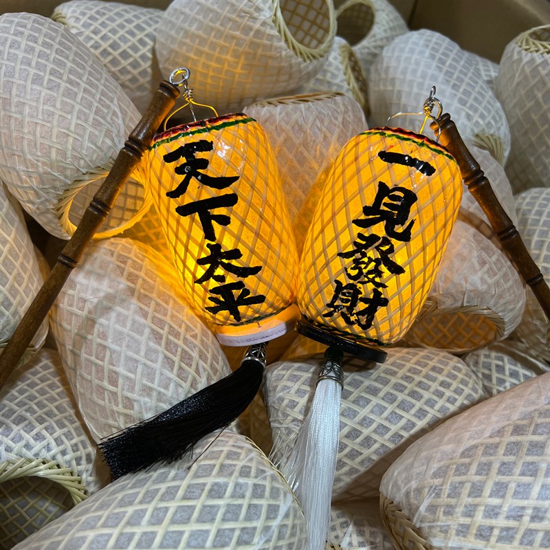 黑白无常神像大二爷伯孝子爷七爷八爷潮汕手工竹编迷你小灯笼摆件