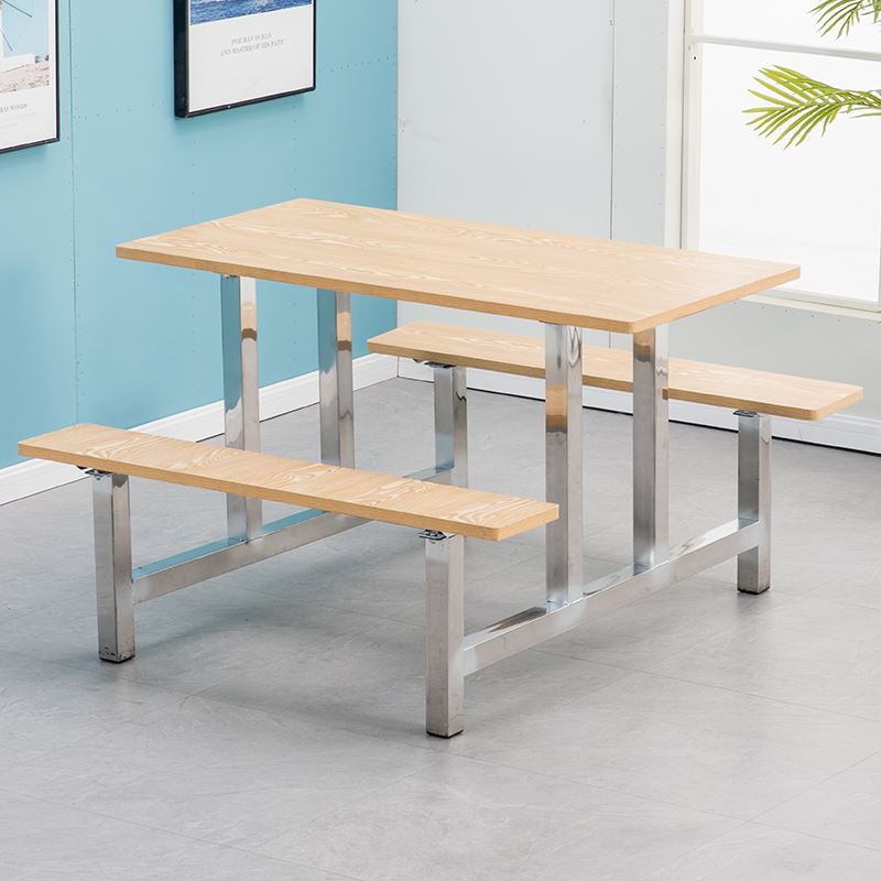 快餐桌饭堂餐桌椅公司不锈钢468组合食堂工厂定制连身餐桌椅人