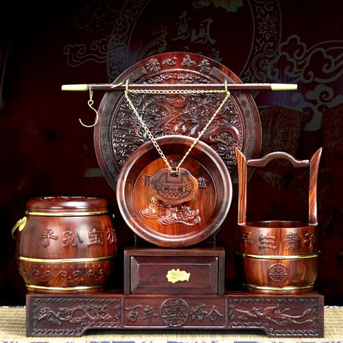 红实木雕子孙桶套装大号红酸枝子孙桶中式婚庆用品摆件结婚陪嫁妆
