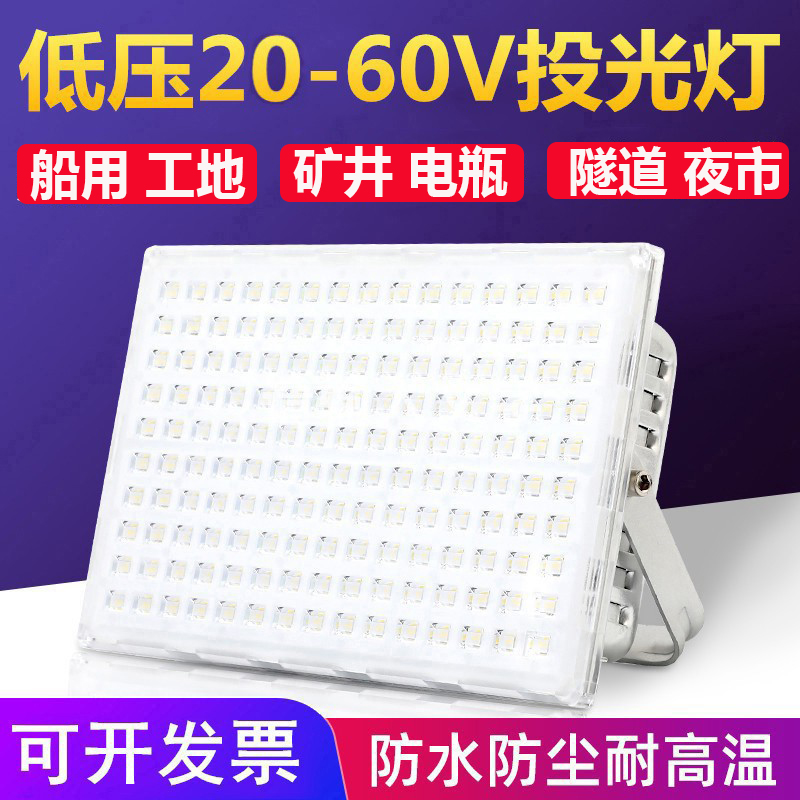 LED低压交流直流24v36v48v伏投光灯户外防水矿井渔船用工地蚂蚁灯