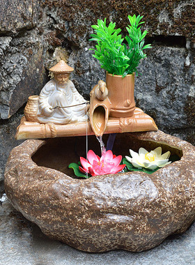 中式家居喷泉水景流水装饰摆件陶瓷工艺品客厅办公室桌面加湿摆设