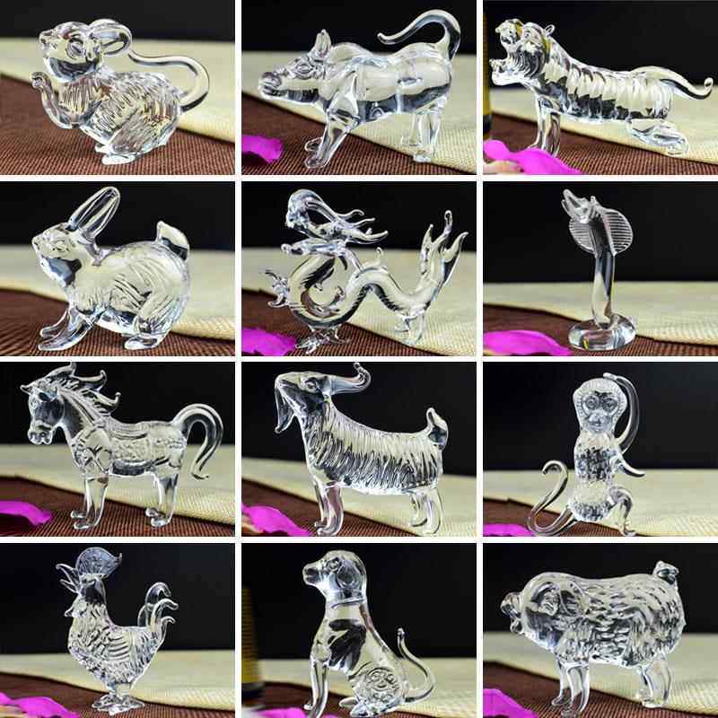 水晶十二12生肖鼠牛虎兔龙马羊猴鸡狗猪属相玻璃摆件工艺品