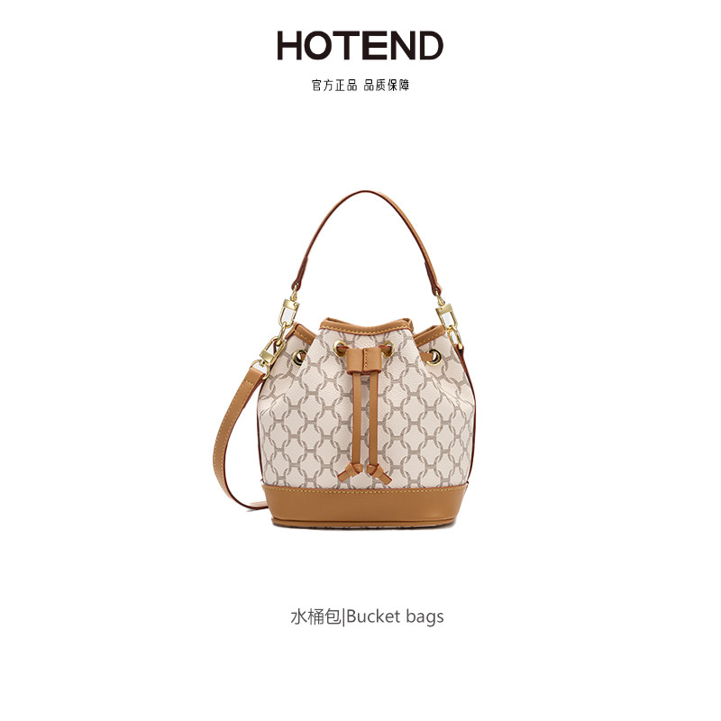 【美国Hotend】轻奢百搭斜挎包高级感老花水桶包新款,箱包皮具/热销女包/男包,水桶包,淘宝优惠券,粉丝福利购,淘宝优惠卷