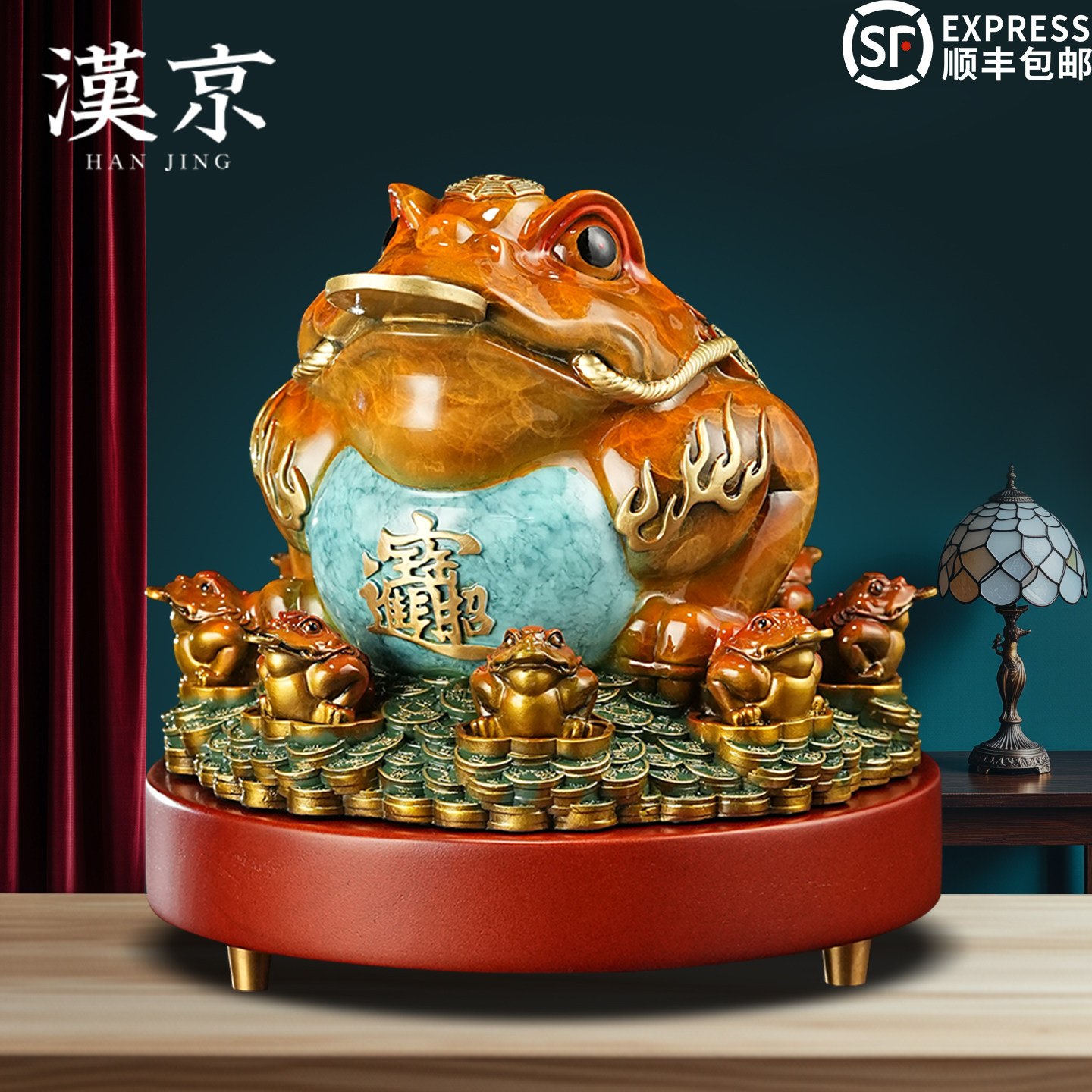 八方来财铜金蟾摆件客厅办公室前台收银台金蝉装饰品乔迁开业礼物