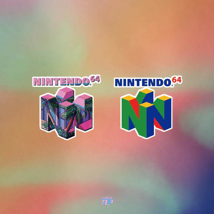 TLP反光车贴 老任N64立方体标志复古游戏机防水贴纸