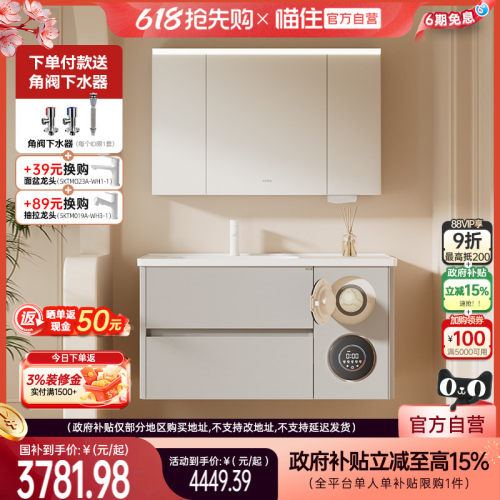 浪鲸沐光洗烘一体陶瓷盆浴室柜