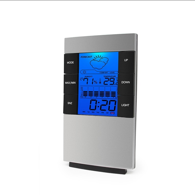 多功能闹钟静音床头学生用创意简约室内家用夜光电子表温度湿度计