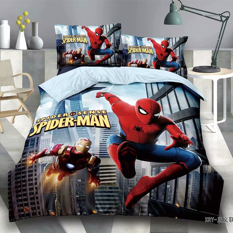 卡通蜘蛛侠被套单件被罩单人被单三件套男女孩床上用品150x200cm