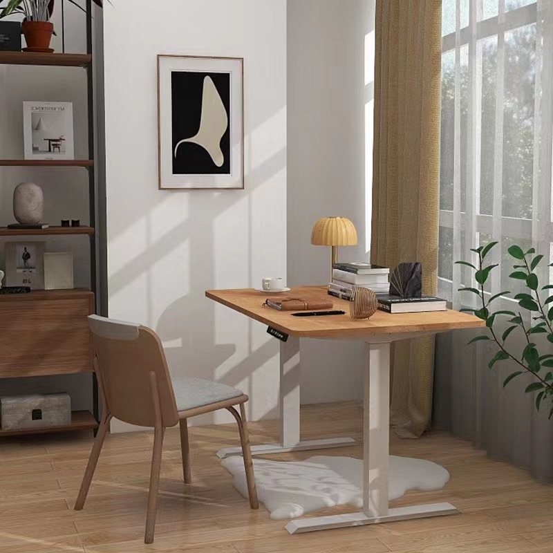 定制电动升降桌腿电脑办公学习工作台黑胡桃实木自动桌脚桌架书桌