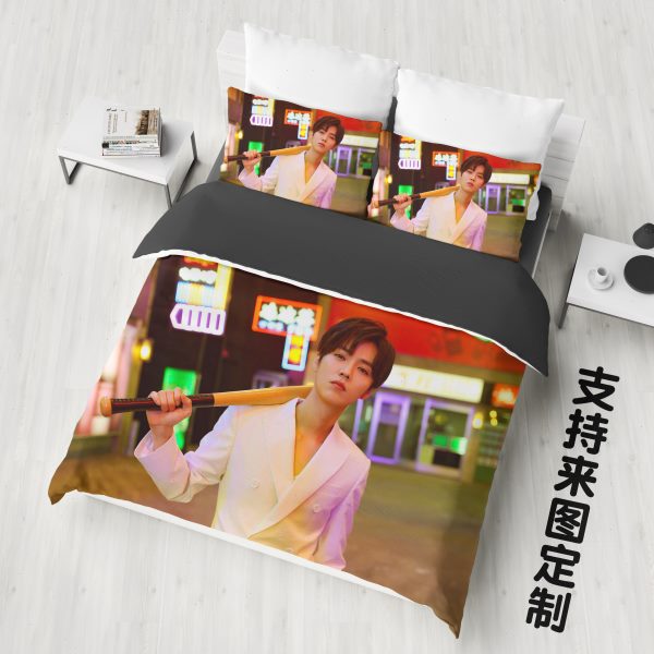 鹿晗周边床单被套四件套定制追星应援粉丝女生学生宿舍床三件套