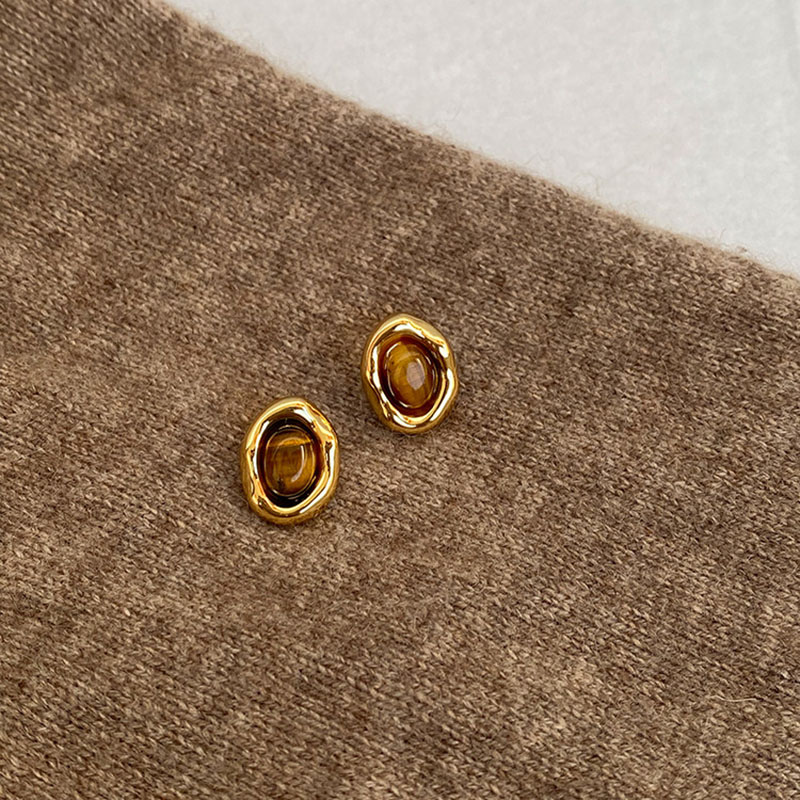焦糖栗子美拉德几何耳钉
