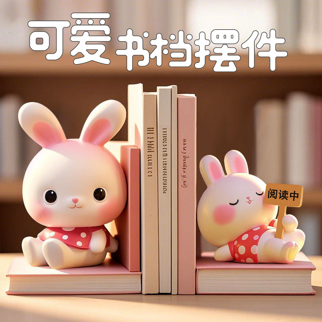 可爱兔子书挡摆件书架装饰品儿童房书柜书立架桌面女孩闺蜜生日礼