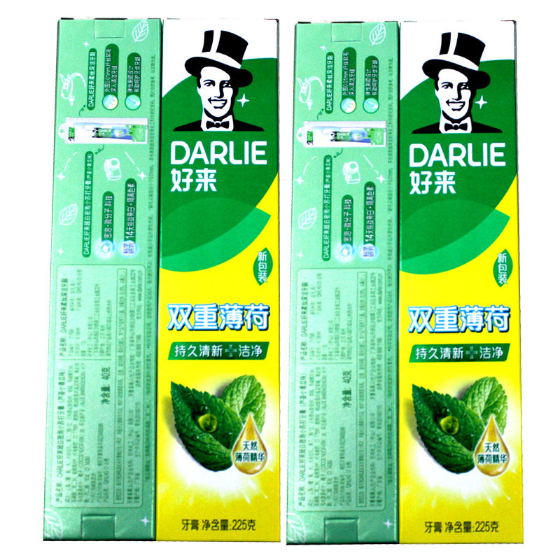 好来牙膏双重薄荷225克套装