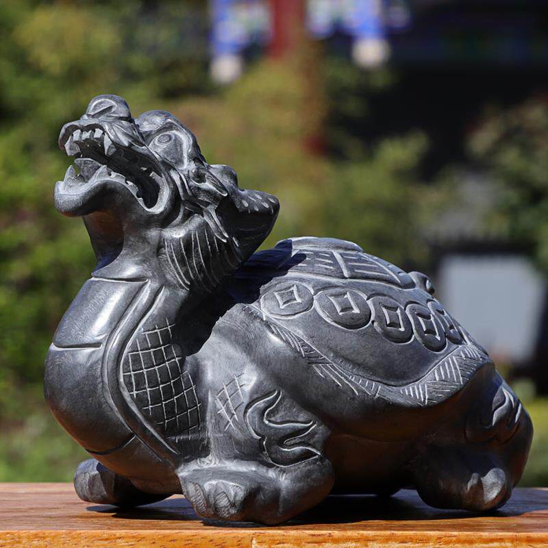 青石石雕龙龟大理石龙头龟寺庙道观乌龟驮小龟雕塑摆件厂家优惠