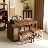 新中式 包邮 阳台茶桌2025新款 桌椅多功能组合小户型实木泡茶一新疆