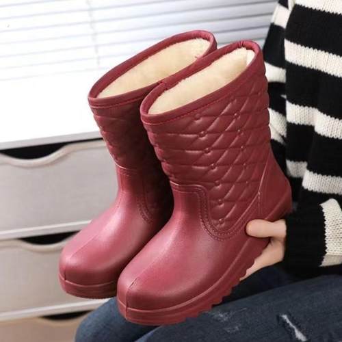 雨鞋女加绒防滑水鞋加厚保暖防水棉雨靴男冬季水靴防寒加厚底胶鞋
