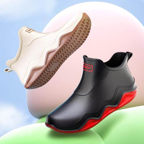 新款厚底雨鞋男士胶鞋情侣女士户外防水鞋轻便套鞋低筒雨靴