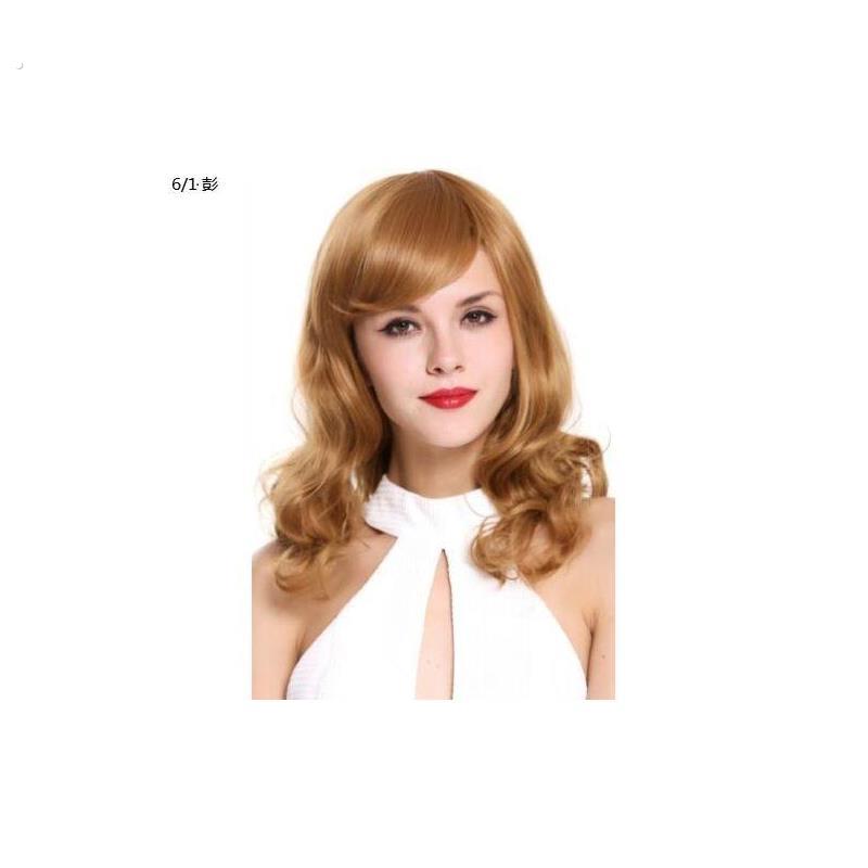 新款斜刘海中长卷发假发套女全头逼真假发女全头套假头发洋气欧美