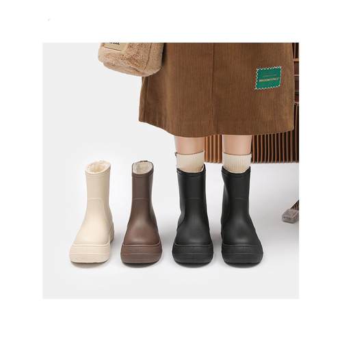 硅胶加厚雨鞋女时尚款外穿成人防水鞋中筒防滑耐磨雨靴加绒水靴胶