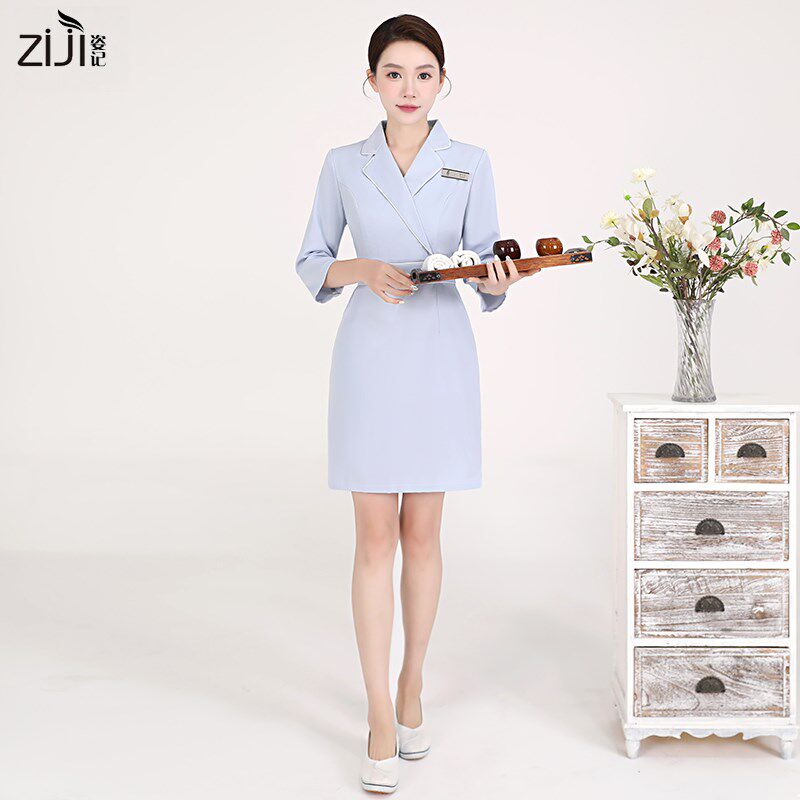 高端职业装连衣裙女夏季空姐制服spa美容师前台接待美容院工作服