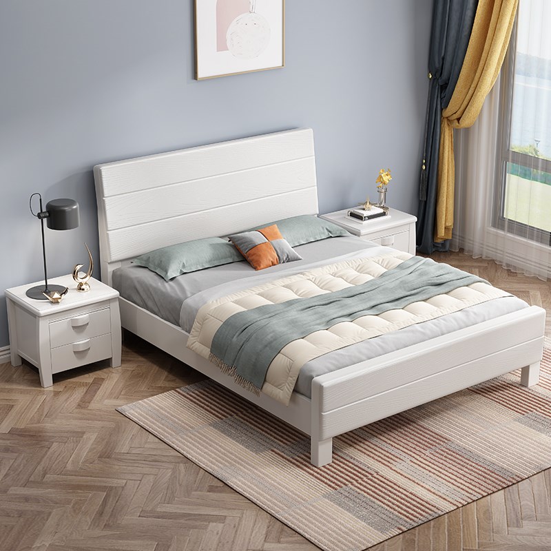 压纹实木床1.8米1.5米1.2米童床双人床中式经济型储物主卧婚床