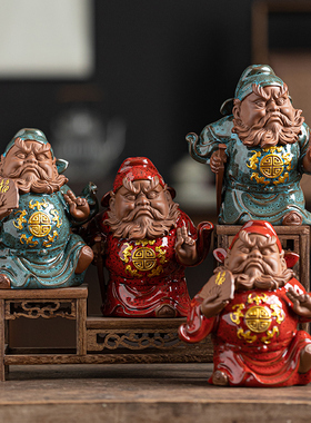 钟馗摆件天师陶瓷雕像禅意家居玄关办公室桌面中式装饰工艺礼品摆