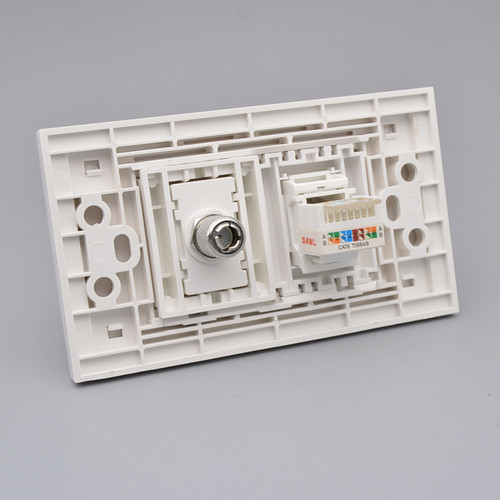 118型二位千兆网线电视插座六类七类八类万兆网络TV有线墙壁面板