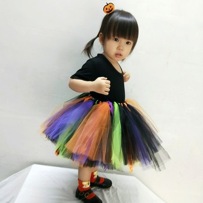 万圣节儿童亲子演出服装女巫公主半身裙子巫婆装扮女童COS表演服