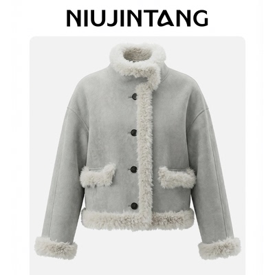 DX.DAXI【月下花眠】NJT冬季韩系保暖慵懒风立领毛绒外套BD1205