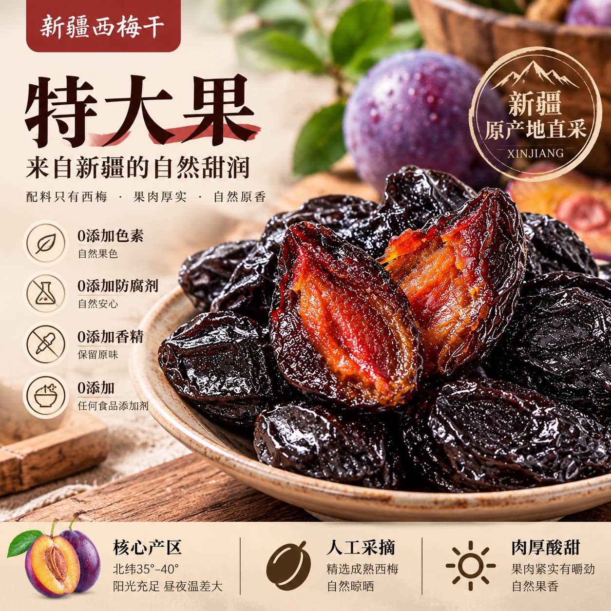 真无添加西梅干新疆特产梅子天然风干零食果干大西梅蜜饯孕妇零食