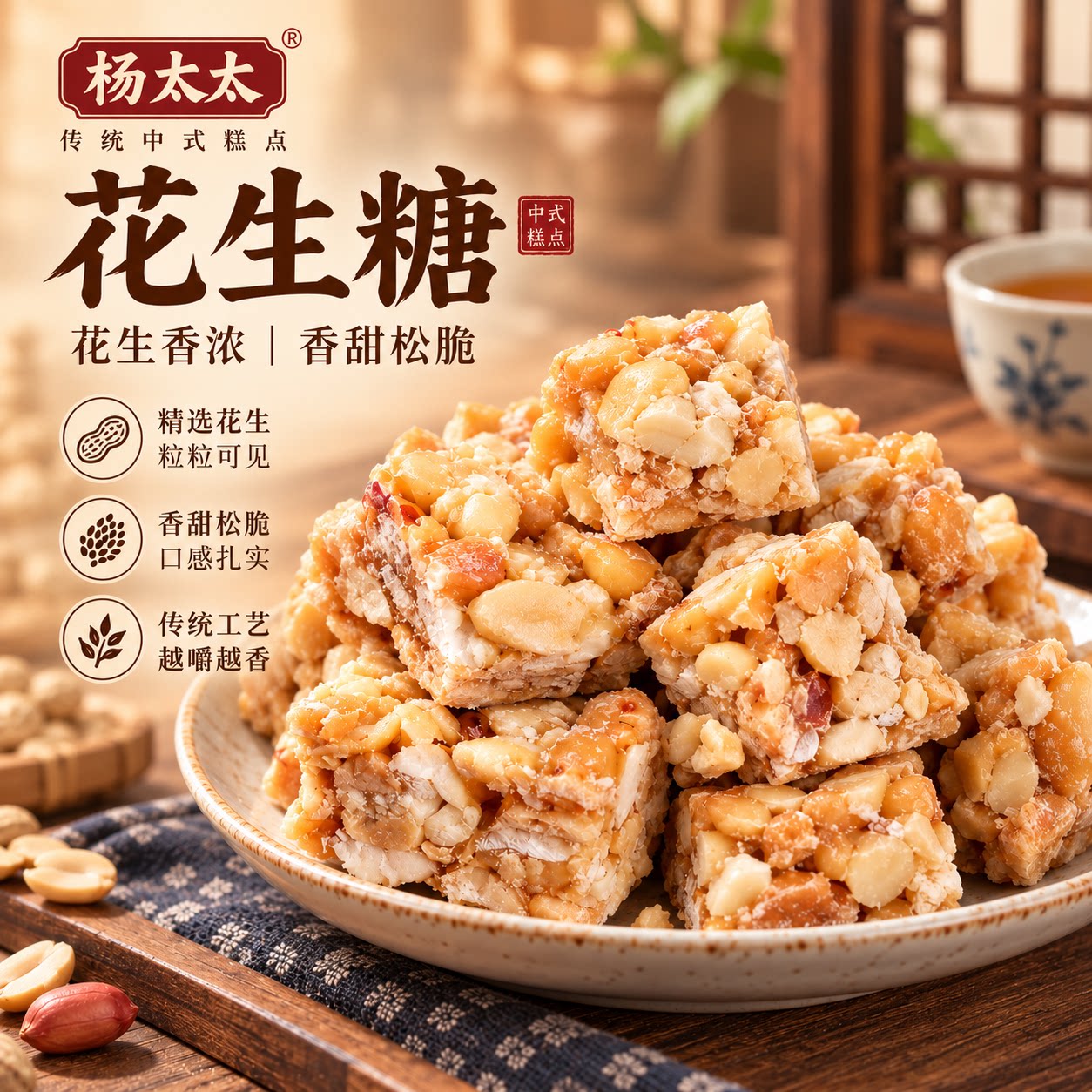 安徽特产黑芝麻花生糖正宗传统手工芝麻花生酥糖零食特产老式糕点