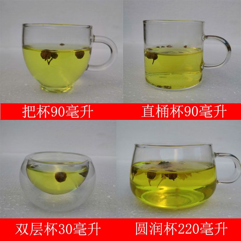 耐热玻璃把茶杯组 手工直筒茶杯功夫茶具玻璃杯含碟组