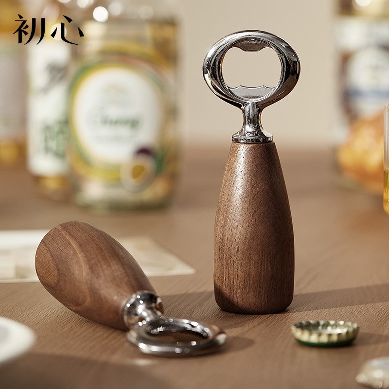 初心 胡椒研磨器捣蒜罐蒜泥捣碎器厨房木质调味罐油壶开瓶器